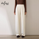 伊芙丽（eifini）蒋欣代言醋酸针织松紧腰百搭休闲裤冬季新款厚实直筒拖地裤 燕麦色小个子版 M /160/64A/