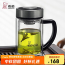希诺双层玻璃杯男士泡茶杯子办公水杯中秋礼品高档礼盒XN-9321 435mL