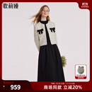 歌莉娅（GOELIA）套装女冬季小香风短外套黑色连衣裙两件套1BCRAB010 31C黑白色织 S