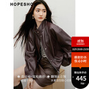 红袖高级感pu皮衣2025秋季新款女装机车气质两穿领拉链通勤百搭短外套 深咖042 M