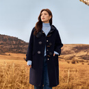 纤莉秀【学院风双面毛呢外套】大码女装复古牛角扣大衣胖mm冬新款3684 藏蓝色 3XL