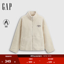 GAP女装2025秋季新款贴布绣logo仿羊羔绒宽松拉链立领外套843660 米色 S (160/84A) 亚洲尺码