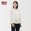 无印良品（MUJI） 女式 棉纱 长袖罩衫 女士衬衫衬衣内搭女装25年秋季上衣BC2O7A5A 米白色 L （165/88A）