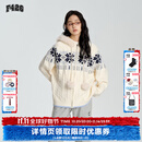 F426官方店国潮牌秋季新款情侣高级慵懒连帽毛领费尔岛毛衣 米白色 S