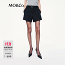 MO&Co.短裤2025秋新品含绵羊毛精纺中低腰精裁A字黑色MBE3SOT013 黑色 L /170