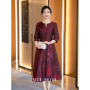 贻华婚礼妈妈装高档礼服平时可穿的秋季冬季披肩礼服套装紫色毛绒亮片 礼服 L