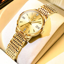 JIN SHI DUN进口金表女士轻奢全自动机械表防水高级感瑞士新款十大名牌女表 R8943全金金面-享全国专柜终身质保服务 原装进口 28mm