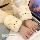 途尊秋冬毛绒猫咪防污袖套女2025新款羽绒服护袖工作学习学生保暖套袖 米色猫咪【防污耐脏/时尚百搭】