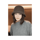 粗针织卷边渔夫帽女秋冬季羊毛混纺大头围毛线帽保暖护耳 可可棕