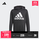 adidas男大童休闲舒适连帽卫衣秋季新款阿迪达斯官方轻运动   黑色/白   128