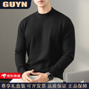 GUYN高端品牌男装抗起球多米绒半高领毛衣男2025秋冬纯色内搭针织衫男 黑色 黑色 2XL