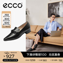 爱步（ECCO）穆勒鞋女 尖头单鞋浅口粗跟皮鞋 型塑214243 黑色21424301001（羊皮革） 38