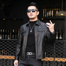 UOSO品牌男装真皮皮衣男士春秋季油蜡山羊皮夹克翻领短款外套 黑色 2XL 180