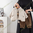 ONEDEW儿童套装宝宝加绒加厚马甲三件套小童棉服卫衣一体绒保暖外穿 米色 小熊三件套MY 加绒 80 默认尺码18