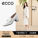 爱步（ECCO）单鞋女 倪妮同款女鞋一脚蹬粗跟正装皮鞋高跟鞋女 型塑290943 HL 亮白色29094301002 37