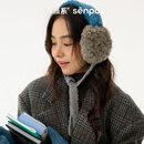 上森派系【董生活同款】羊毛耳罩系带耳套耳包冬季氛围感保暖护耳毛绒耳帽 【羊毛无骨】蓝灰