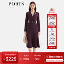PORTS宝姿女装2025秋季新款印花叠片拼接领连衣裙ALQ9D030SWQ062 樱桃红漆色 M （6）