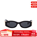 缪缪（MiuMiu）墨镜女款黑金logo猫眼椭圆形镜框女士太阳眼镜赵露思同款送女友 黑色
