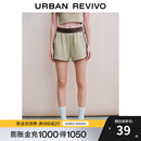 UR秋季新款女装休闲运动风百搭撞色松紧腰短裤UYY640007 卡其灰 M