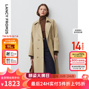 朗姿Basic衣橱经典双排扣风衣外套法式高智中长款大衣气质 深米色4 S