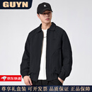 GUYN高端品牌男装2025新款翻领夹克男士潮流行政休闲外套男春秋季百搭 黑色 黑色 2XL