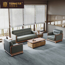统塔（TONGTA）轻奢现代简约办公沙发茶几组合新中式会客室商务接待会议室三人位 1+1+3组合 【西皮】