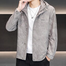 UOSO男士冲锋衣秋冬季新款迷彩夹克宽松可拆卸帽加绒方法休闲外套男 A9822灰色 5XL 咨询客服领取优惠