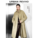 UR【钟楚曦同款】2025秋季新款女装流光风腰带风衣外套UWH150081 卡其 S