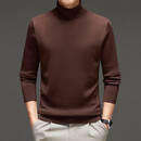 UOSO品牌可机洗纯羊毛毛衣男士加厚高领精纺韩版休闲羊毛衫 咖啡色 M 165 建议【90-120斤】