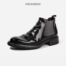 DREAMBOX钧博vibram高档马臀皮男靴手工固特异复古英伦切尔西靴 黑色 马臀皮款 42