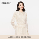 珂莱蒂尔【商场同款】2025新蕾丝衫女长袖优雅立领设计感上衣 本白色 M