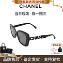 香奈儿（Chanel）辛芷蕾赵露思同款墨镜镶钻字母镂空logo方形全框太阳镜节日送礼 黑色CH5422B-C501/T8 防紫外线（UVA/UVB）