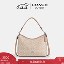 蔻驰（COACH）奥莱女士女包经典标志LAUREL 31号流浪包单肩包斜挎包腋下包 SV/沙黄色/灰褐色