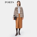 PORTS宝姿女装秋冬新品针梭结合皮草针织外套LQ9U028WZM003 拿铁咖色 L （8）