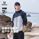 诺诗兰（NORTHLAND）夏季情侣休闲风衣外套户外徒步登山防刮耐磨防晒衣男女 冰川灰色/暗蓝宝石色-男 180