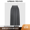 UR2025冬季新款女装简约休闲纯色超宽松高腰A字半裙UWB550004 深灰花灰 S (XS-S)