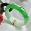 缅甸翡翠手镯冰种正品阳绿飘花玉镯子半山水玉手镯高冰送礼送妈妈 56mm圈口