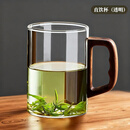 泥也茶杯玻璃杯水杯子马克杯泡绿茶杯个人专用无铅玻璃杯带把手水杯男