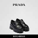 PRADA/普拉达【礼物】女士Monolith 亮面牛皮革乐福鞋鞋子 黑色-新款 37
