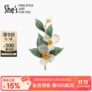 She's茜子梵高玫瑰刺绣叶片高档女士胸针轻奢胸花别针生日礼物送女友