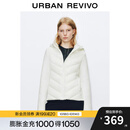 UR2025冬季新款女装简约气质拼接绗缝连帽拉链棉服UWM150048 本白 M