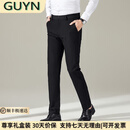 GUYN高端品牌男装休闲裤男2025心机新款中青年商务休闲直筒裤子男西裤 黑色 黑色 30