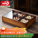 青苹果新中式干果盘水果盘零食盘分格 6格干果盒+锤纹小碗6只