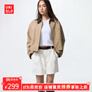 优衣库【狂欢价】女装休闲拉链短茄克/外套巴恩风翻领夹克 479208 32 深米色 M /160/84A