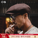 马登工装复古剃刀党油蜡报童帽情侣贝雷画家帽八角浴血黑帮刀片帽子男 咖啡色 M (头围57-59cm)