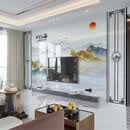 2026新中式山水广东岩板电视背景墙平面微晶大理石沙发影视墙面砖 微晶岩板款1（包邮到楼下） 800x2600板材（7-10平内）