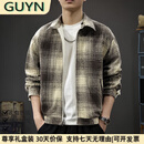 GUYN轻奢男装品牌美式复古感双面穿工装夹克男2025新款宽松外套男 米杏色双面穿反面 米杏色双面穿 M