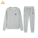 BG GLAMURB奢侈品牌男装套装高端运动两件套纯棉圆领卫衣男加绒加厚宽松休闲 灰色束脚春秋款棉 3XL 165-180斤