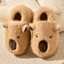 利达妮（TZLDN）卡皮巴拉儿童棉拖鞋女童6-12岁冬季室内家用保暖加绒可爱拖鞋男孩