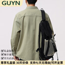GUYN轻奢男装品牌衬衣男2025春秋新款青年宽松水洗纯棉长袖衬衫男 豆绿 豆绿 M 170
